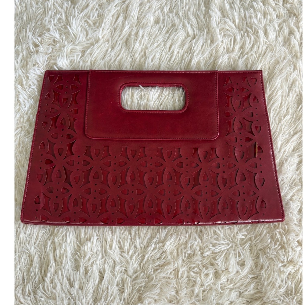 Red oversized Clutch Bag Top Handle Magnetic Closure‎